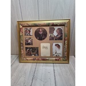 Vtg Floral Photo Frame Multipicture Wood Intercraft Collection 10x12 Gallery